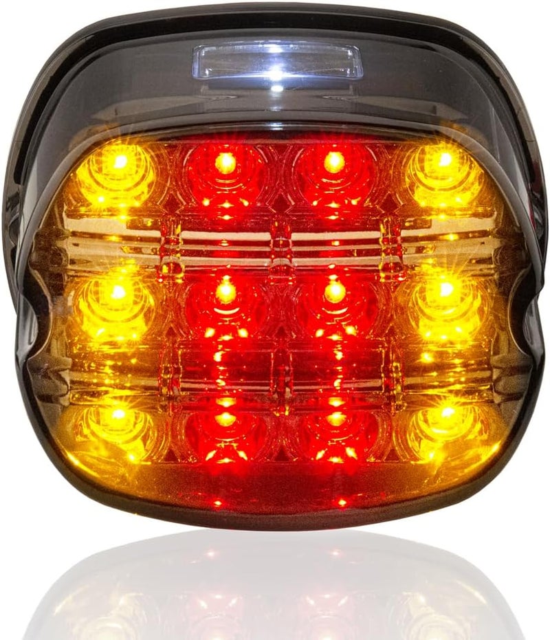 HAZAWA Tail Light Led Integrated Turn Signal Brake Running Light Low Profile Smoked Rear Light Compitable with Harley Sportster 883 1200 Dyna Road King Electra Glide (5Wire Smoke) - Image 1